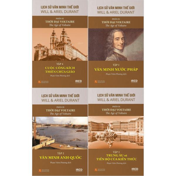 Bo
						
										
										Bo Sach Lich Su Van Minh The Gioi - Phan IX - Thoi Dai Voltaire (Bo 4 Cuon) (Tai Ban 2025)