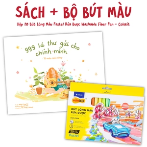 bộ combo sách 999 lá thư gửi cho chính mình - tô màu cuộc sống + hộp 20 bút lông màu pastel rửa được washable fiber pen - colokit swm-c008