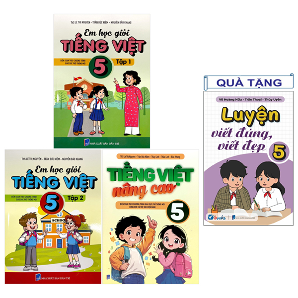 Bo Sach Em Hoc Gioi Tieng Viet 5 (Bo 3 Cuon) - Tang Kem Sach Luyen Viet Dung, Viet Dep 5