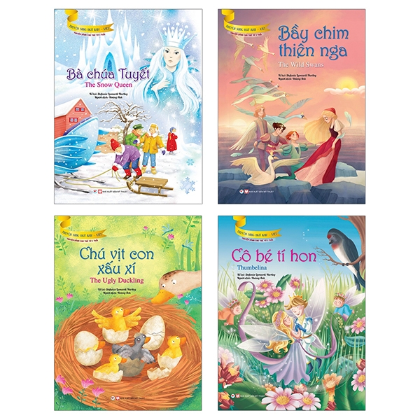 bộ truyện song ngữ anh - việt dành cho trẻ từ 3 tuổi: bà chúa tuyết + bầy chim thiên nga + chú vịt con xấu xí + cô bé tí hon (bộ 4 cuốn)