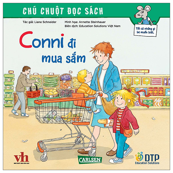 chú chuột đọc sách - conni đi mua sắm
