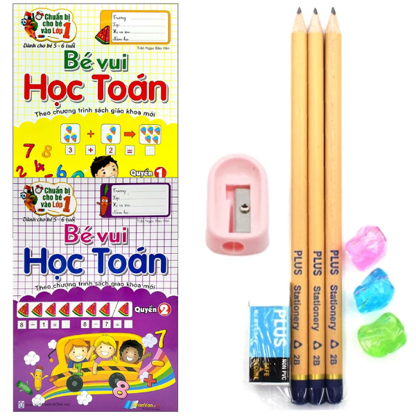 combo bộ 02 quyển bé vào lớp 1 - vui học toán (kèm bộ dụng cụ học sinh)