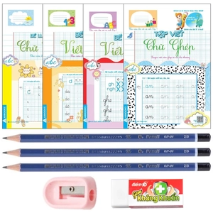 combo bộ 04 quyển bé vào lớp 1 - luyện chữ cái 5-6t (kèm bộ dụng cụ học sinh)