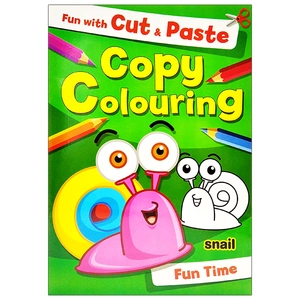 fun with cut & paste copy colouring: snail fun time