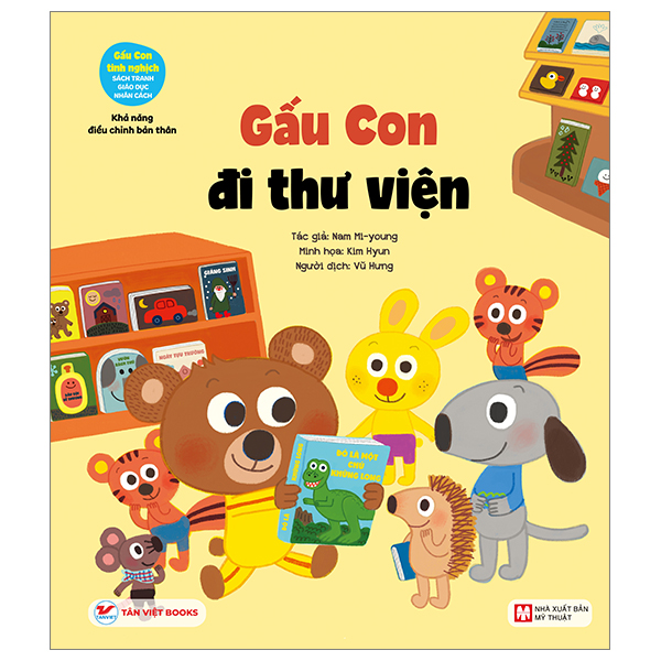 gấu con tinh nghịch - sách tranh giáo dục nhân cách - khả năng điều chỉnh bản thân - gấu con đi thư viện