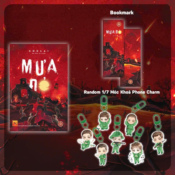 Mưa Đỏ - Ấn Bản Kỷ Niệm - Bìa Cứng - Tặng Kèm Bookmark + Móc Khoá Phone Charm Chibi Hình Tiểu Đội 1 Random 1 Trong 7 Mẫu