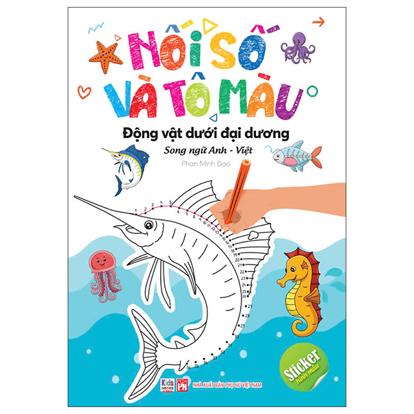 nối số và tô màu - động vật dưới đại dương - song ngữ anh-việt