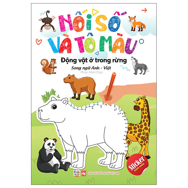 nối số và tô màu - động vật ở trong rừng - song ngữ anh-việt