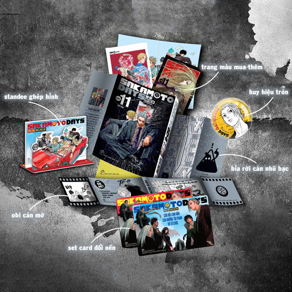 sakamoto days - tập 11 - một đòn - bản đặc biệt - tặng kèm obi + huy hiệu + set 3 card đổi nền + standee lắp ghép